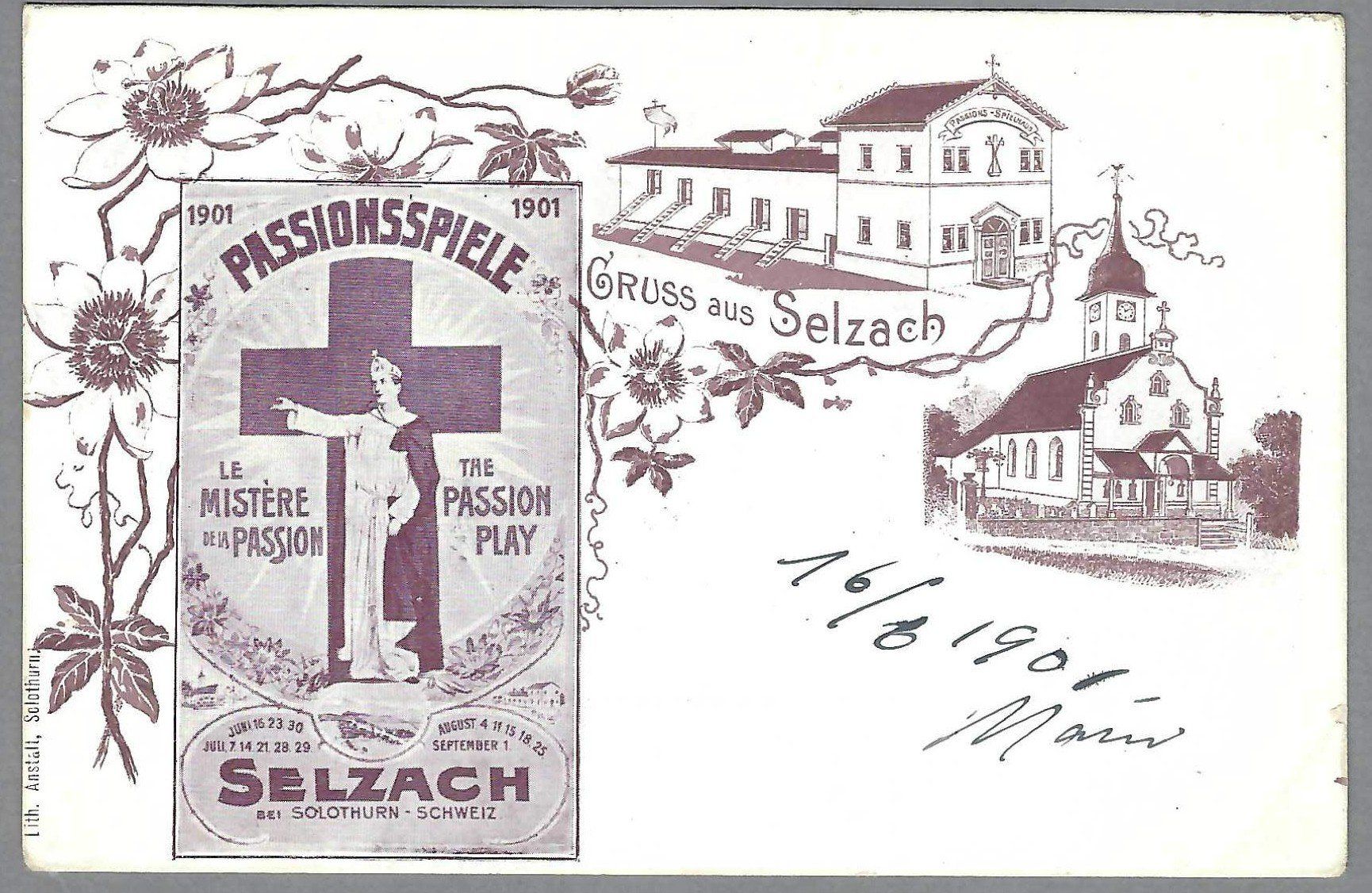 Cartoline postali: 1901, SELZACH, PASSIONSSPIELE (leichter Eckbug) – Usato da Pura venduto da ulisse1957