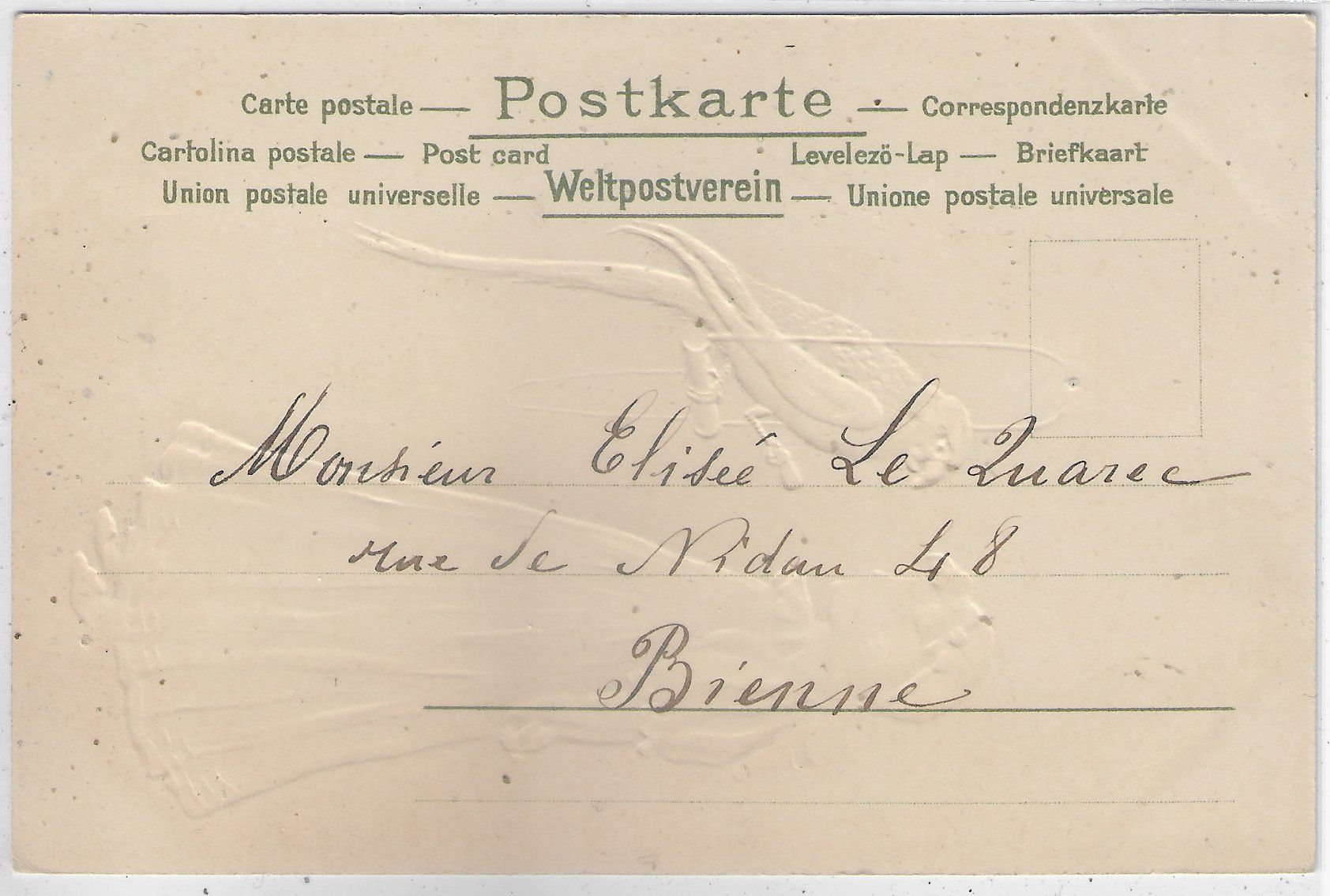 Cartoline postali: Mädchen mit Papagei - Präge-Litho – Usato da Ettingen venduto da Kartenplanet 1
