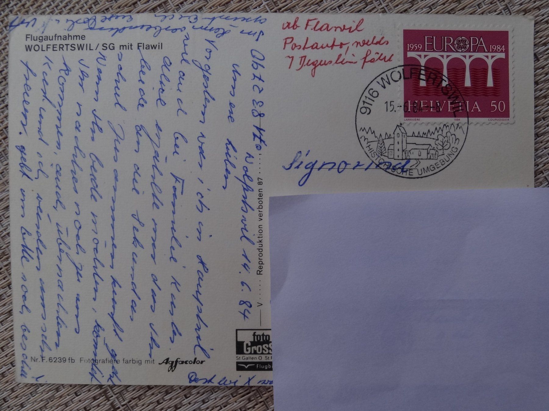 Cartoline postali: Wolfertswil - SG - 1984 – Usato da St Léonard venduto da Riglin 1