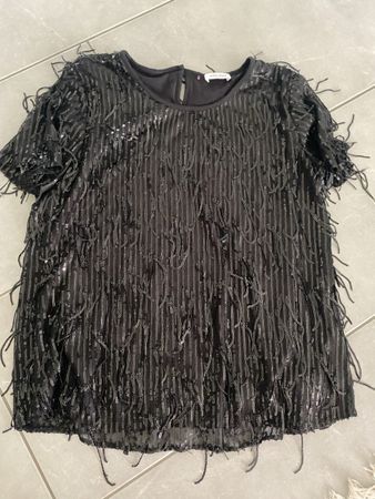 Gerry Weber Oberteil Schwarz Pailletten Fransen, ca. Grösse 
