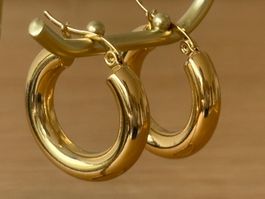 Elegante Creolen Edelstahl Orstecker Ohrschmuck Farbe :Gold