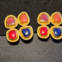 Vintage C signierte vergoldete Top Ohrclips