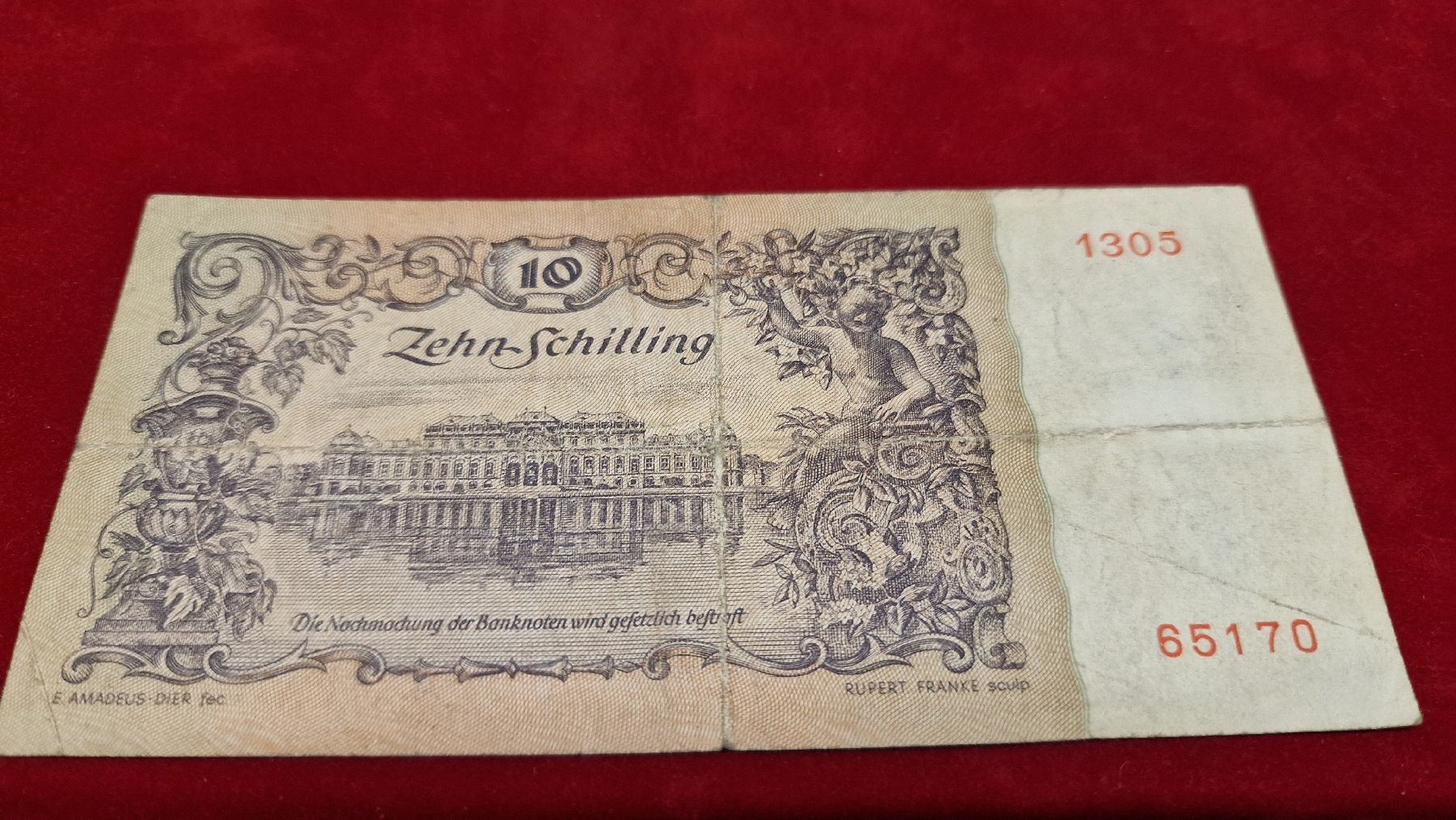 Banconote: Originale 10 Schilling Banknote, Oesterreich 1950, – Usato da Herisau venduto da MoneyisPower.AR 1