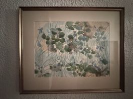 Bild, Wasserfarben mit Rahmen und Glas
