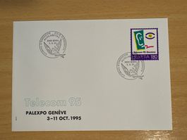 Schweiz Briefmarke: Telecom 95 Genf, Palexpo, 3-11 Okt. 1995