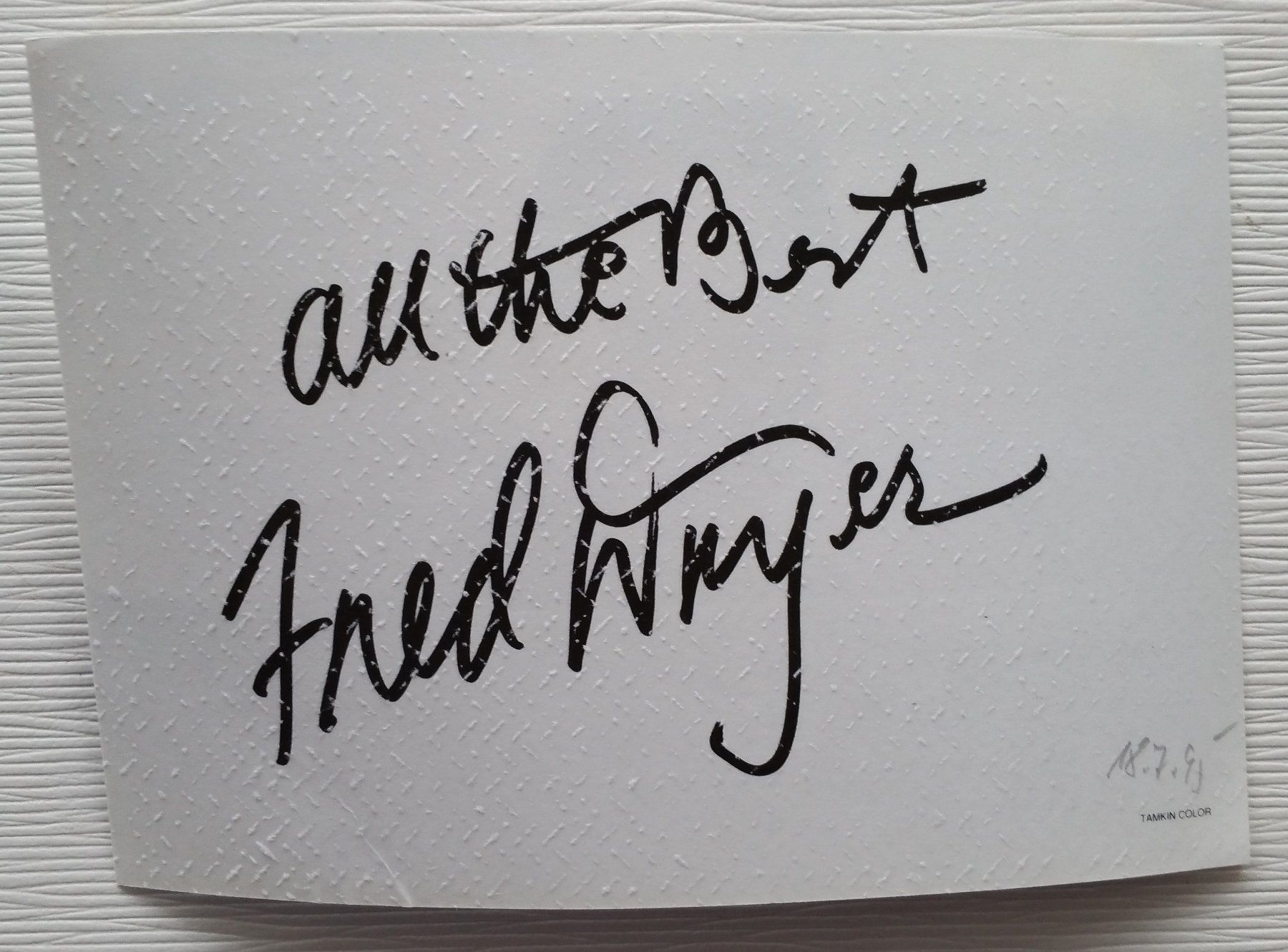 Autografi: Fred Dryer, signiertes Original-Autogramm, 1995 – Usato da Oberriet SG venduto da ganesh435 1
