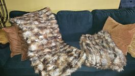 H&M Home 2× Decke Kunstfell braun 110x150 cm 