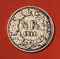 50 Rappen oder 1/2 Fr.1910 B ( Silber ) Auflage nur 1.0 Mio