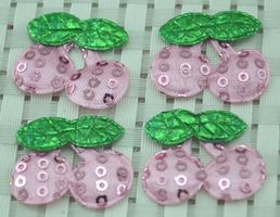 4 Appliques paillettes CERISE ROSE
