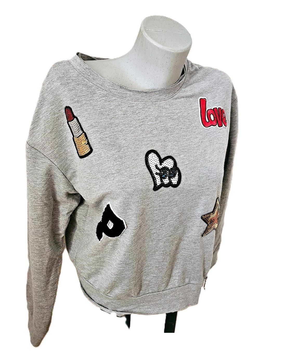 Maglioni & Felpe: Cooler Pulli Gr. S mit Badges / Pailletten LOVE Stern – Usato da Füllinsdorf venduto da Sunnebliemli7 3