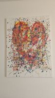 Tableau coeur abstrait multicolore - Déco murale 🎨❤️
