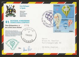 Ballon 1993 Uganda Deutsche Kinderpost Sonderballonpost