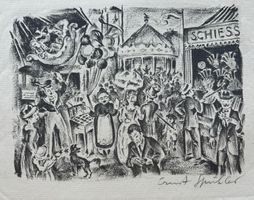 Ernest A. Spühler (1900-1973) - Jahrmarkt, Karussell, Litho