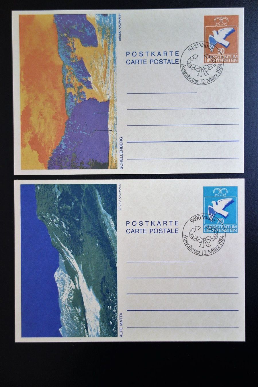 Tutti i francobolli: 1984 3 Postkarten Taube Liechtenstein ET – Nuovo (secondo la descrizione) da Mettmenstetten venduto da Sutasso 1