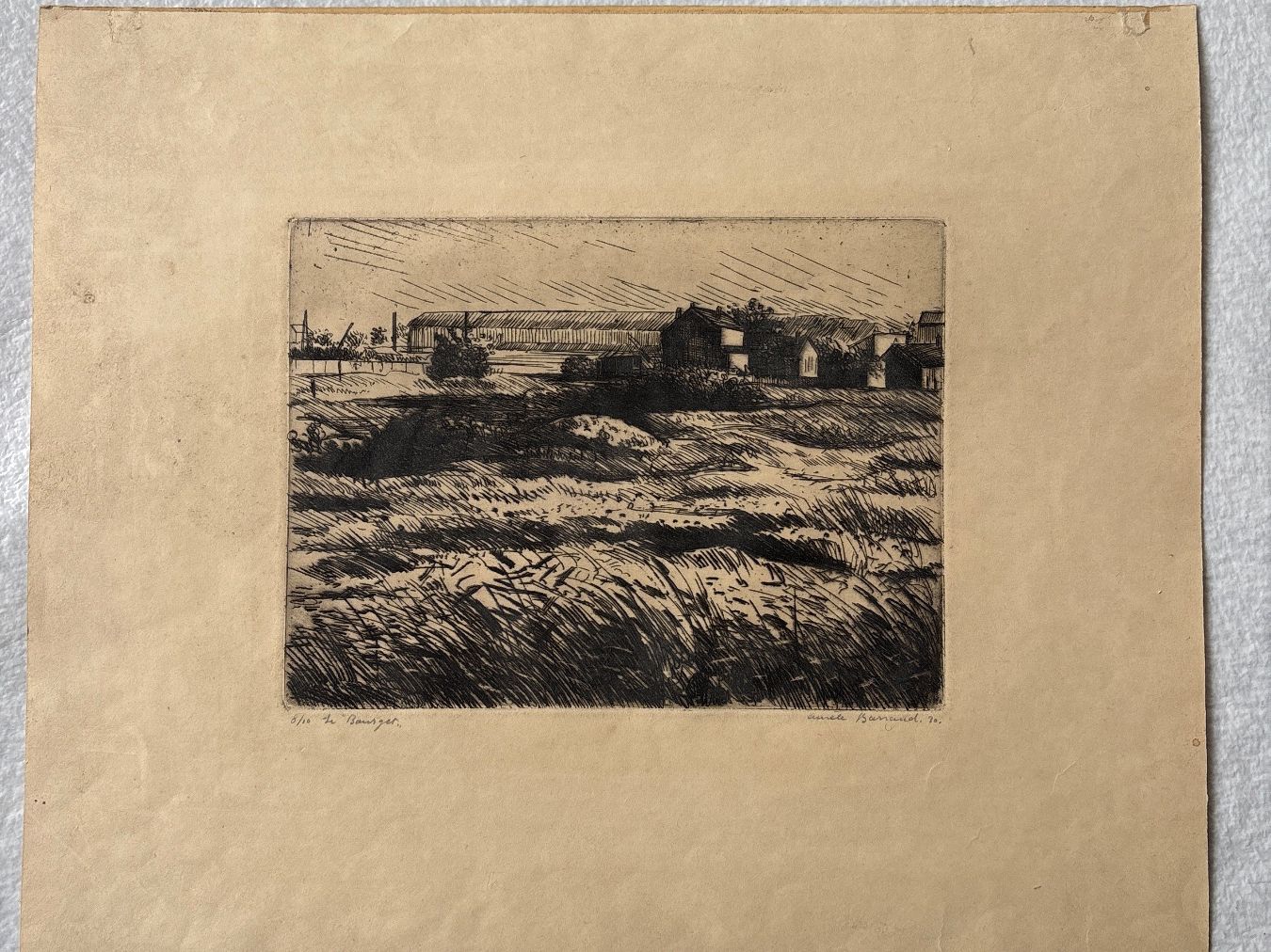 Incisioni: Gravure originale signée Aurèle Barraud, "le Bourget" – Usato da peseux venduto da renaudloda