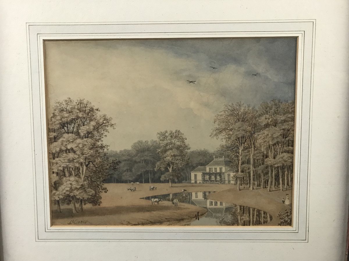Dipinti: Spitzen Aquarell 1861 mit Monogramm SN – Usato da Wolfhalden venduto da SecondAntique 1