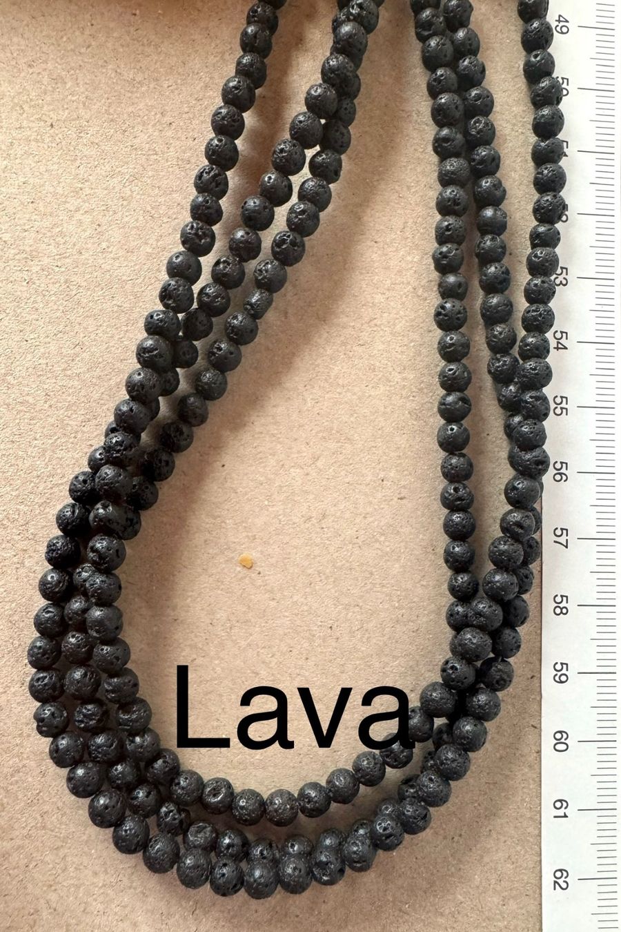Catenine: 3 x Vulkan Stein  Lava  Strang   5mm    TOP nature – Nuovo e nell'imballaggio originale da Leuggern venduto da gemshow 1