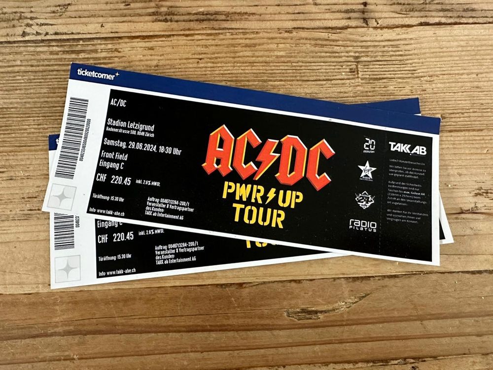 AC DC Tickets (Neu (gemäss Beschreibung)) in Hünenberg für CHF 400 ...