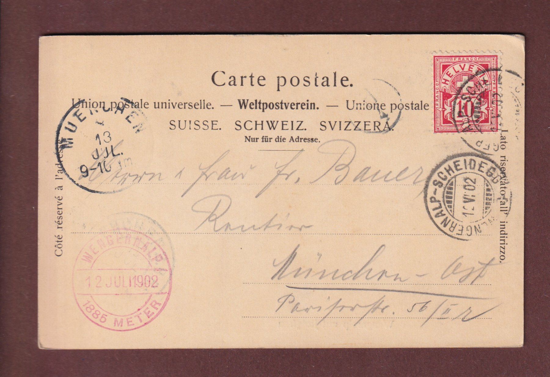 Ansichtskarten: WENGERNALP - Jungfrau - 1902 – Gebraucht aus Pully von nicecards-shop 1