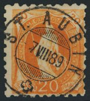 NE St. Aubin - Voll Stempel - Stehende Helvetia