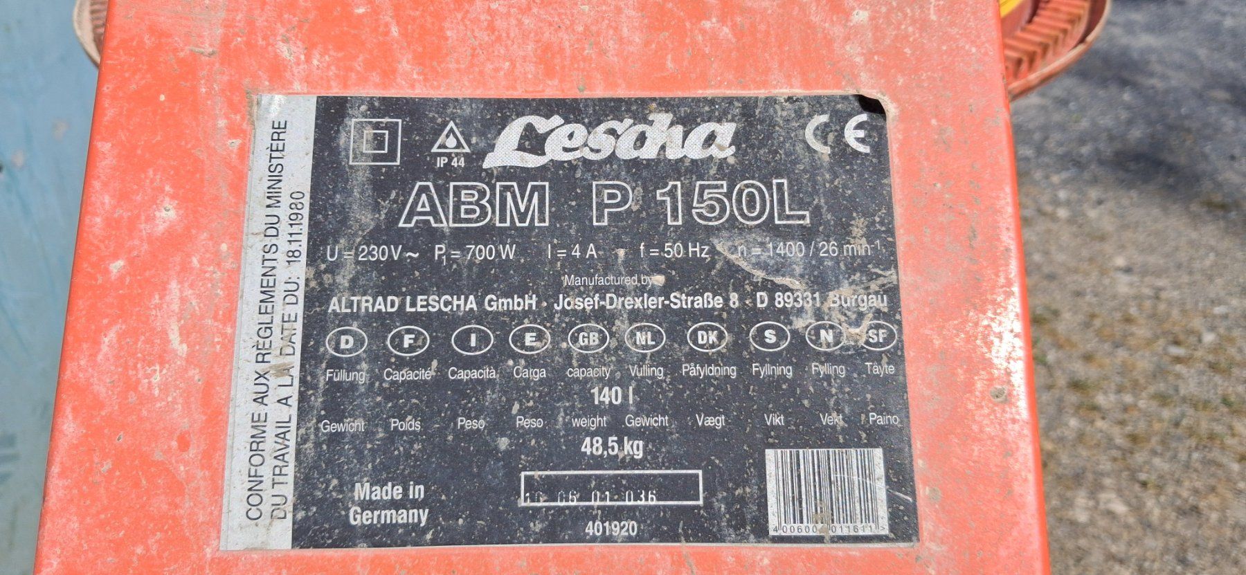 Alle Maschinen: Betonmischer Lescha 220 Volt – Gebraucht aus Nürensdorf von Juergb 8