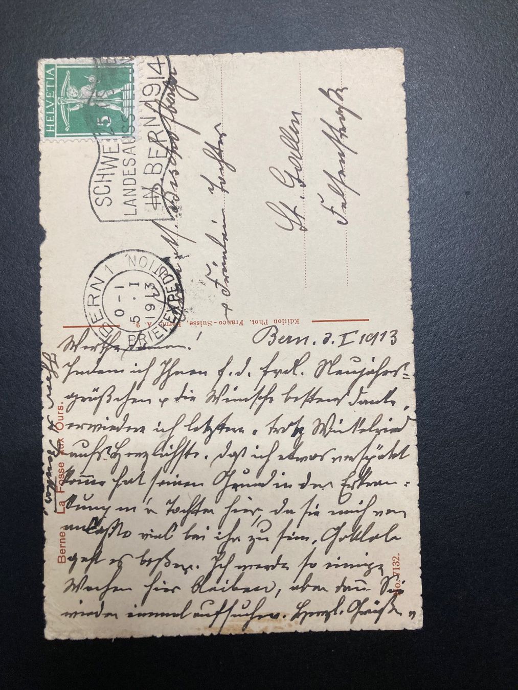 Cartoline postali: 1913, Postkarte Bern, Bärengraben – Usato da Zug venduto da YvonneBa48 1