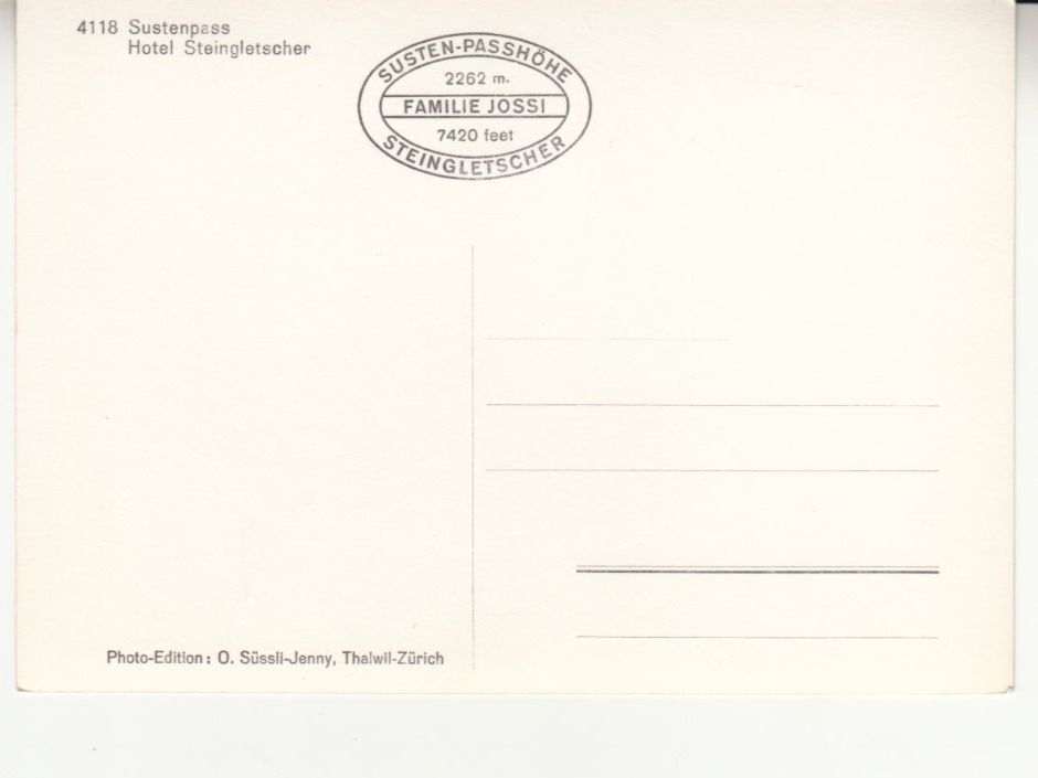 Ansichtskarten: Sustenpass Steingletscher ca. 1950 – Gebraucht aus Bürglen TG von StampGraf 1