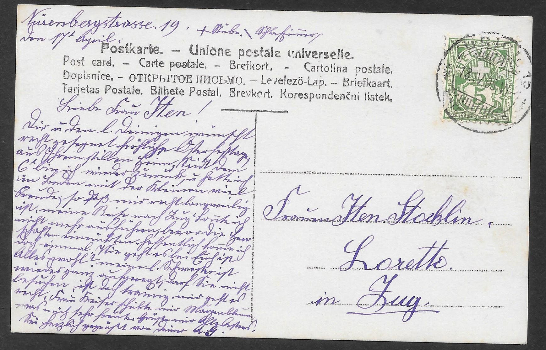 Cartoline postali: Zürich IV Nürenbergstrasse – Usato da Olten venduto da clotaldi 1