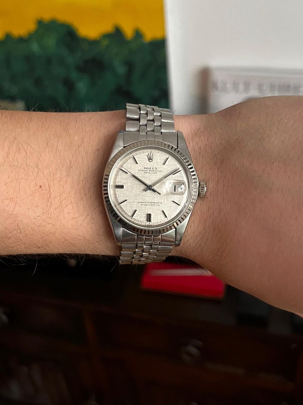 Rolex Orologi: Rolex Datejust 1601 mit "Linen-dial" und Service – Usato da Schaffhausen venduto da immervali
