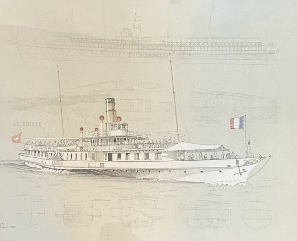 Gravures: Gravure originale du bateau La Suisse – Neuf (Voir description) à Romainmôtier par luc_55cz 1