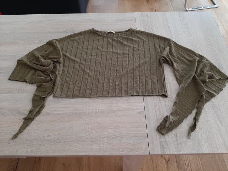 eleganter Pullover gold/ocker/oliv, Gr. M, spezielle Ärmel