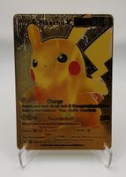 Pokémon Pikachu V Gold Metallkarte - Fan-Art / Deko