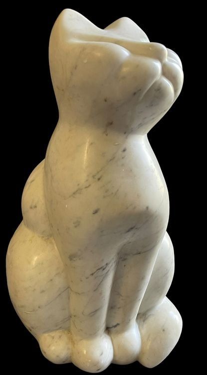 Skulpturen & Statuen: Grosse Katze aus Carrara Marmor - schwer - 36cm – Gebraucht aus Hinwil von Chnap 1