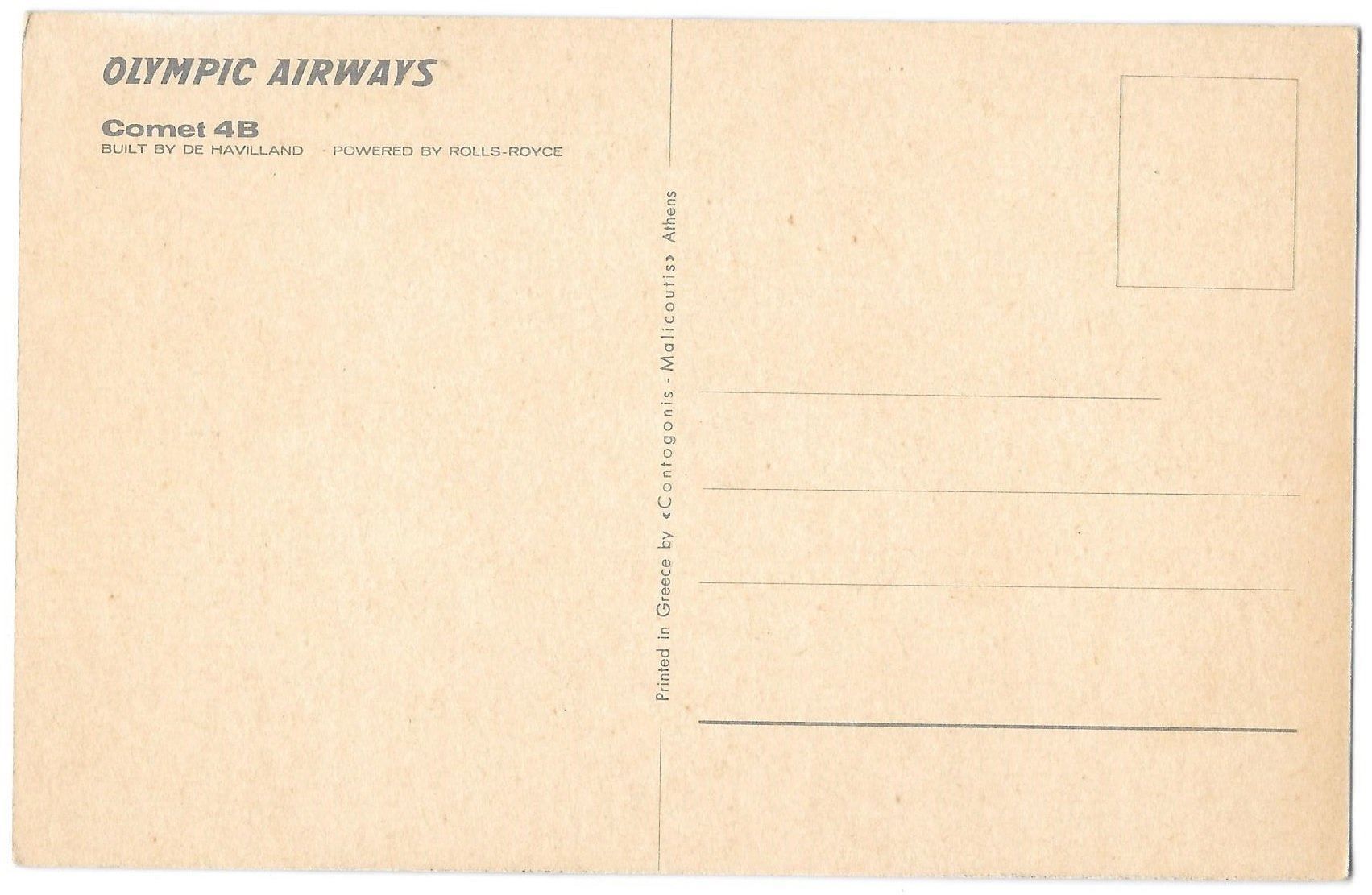 Cartes postales: Flugzeug Olympic Airways Comet 4B – D'occasion à Olten par clotaldi 1