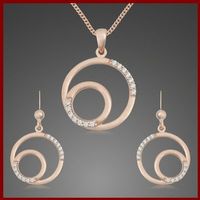 Set rosé-vergoldet Silber 925 Zirkonia, Kette, Ohr-/Anhänger