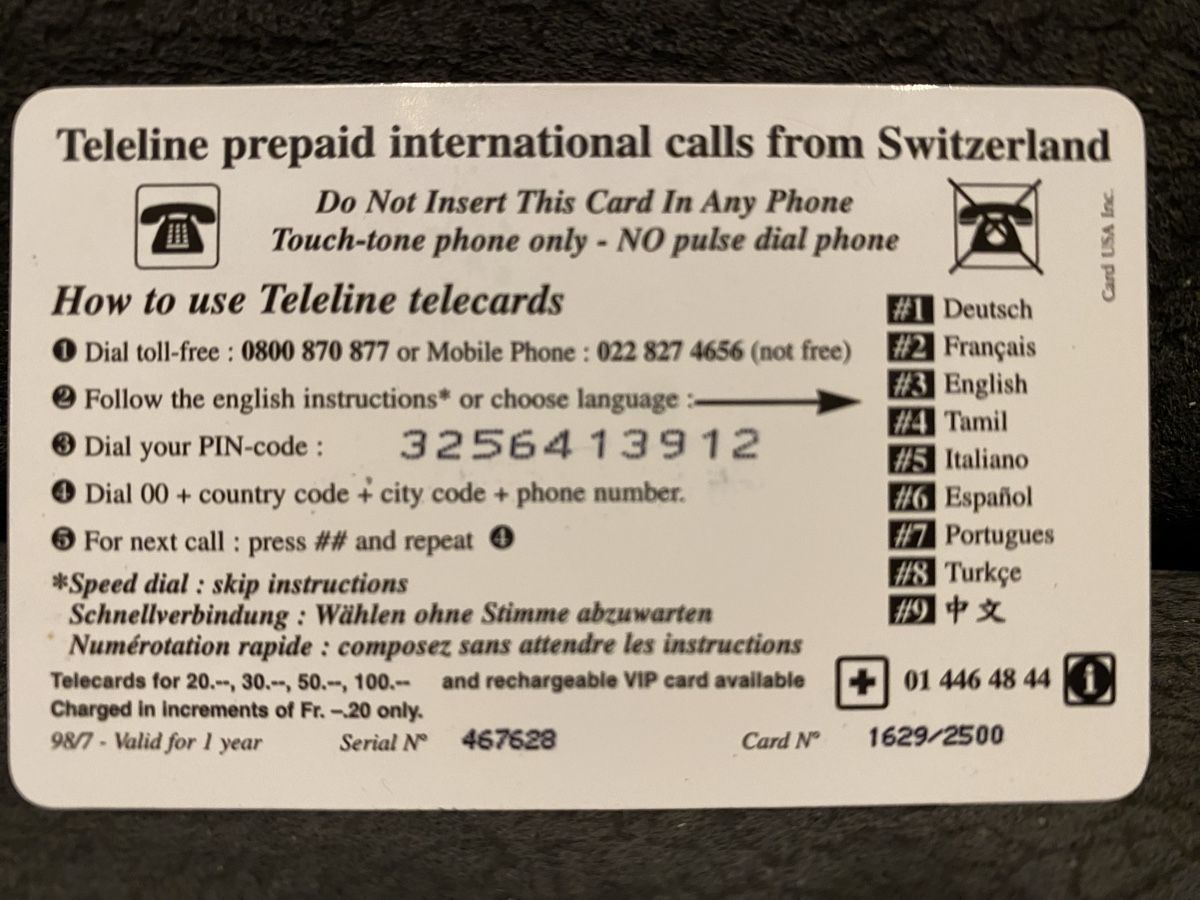 Schede telefoniche: Teleline – Usato da Lausanne venduto da babacard10 1