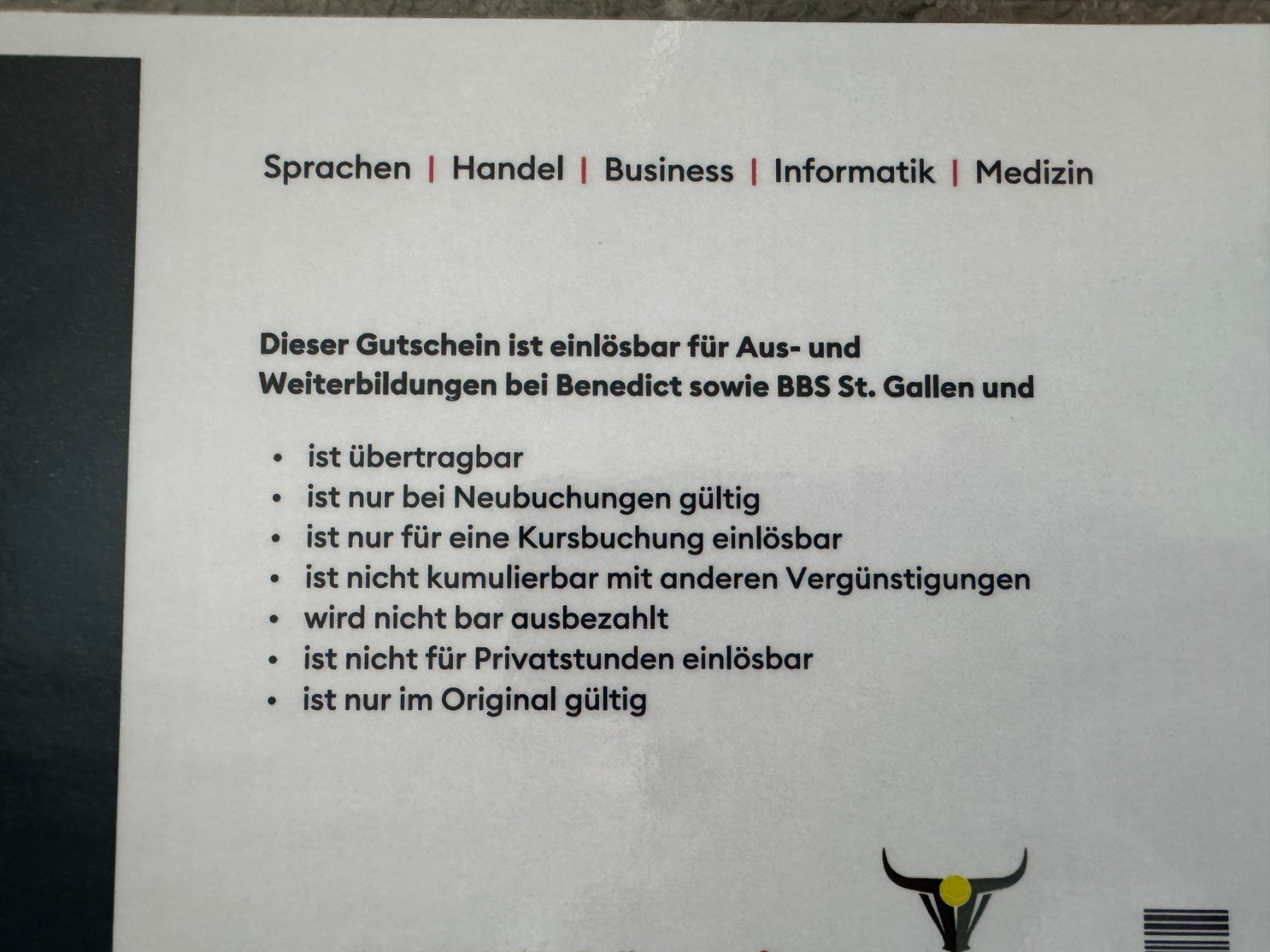 Buoni: Benedict / BBS St. Gallen Gutschein CHF 500 – Nuovo (secondo la descrizione) da Tägerwilen venduto da sve_m7vh 2