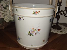 EXKLUSIVER ANTIKER PORZELLAN EIMER MIT STREUBLUMEN DECOR