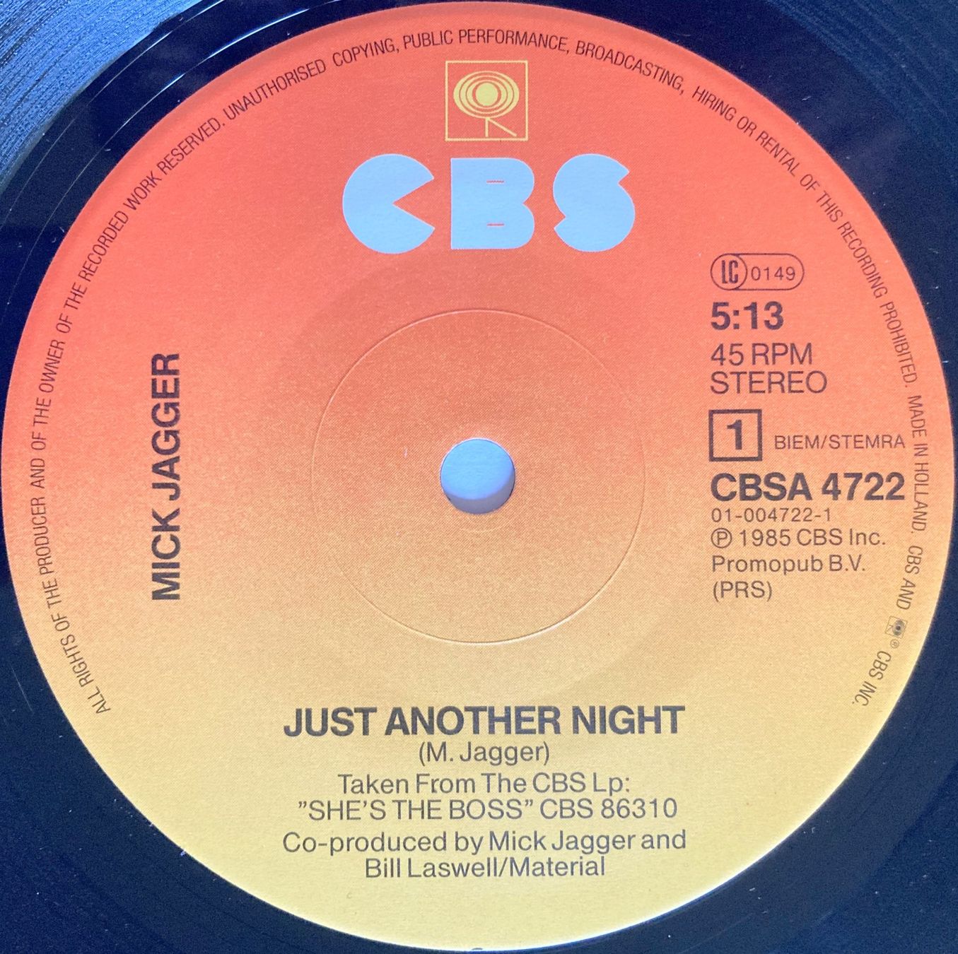 Schallplatten: ROLLING STONES / MICK JAGGER - JUST ANOTHER NIGHT – Gebraucht aus Bottens von hotter-than-hell 2