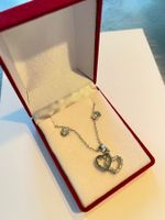 Set:Halskette mit Herzanhänger & Ohrstecker Strasssteine NEU