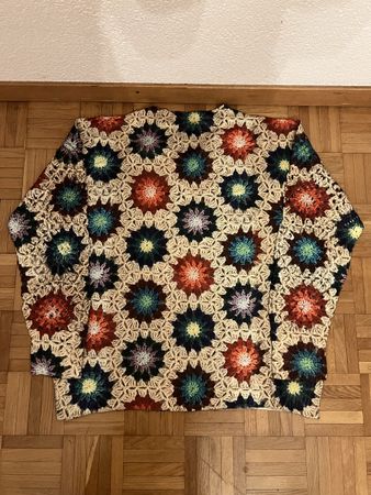 Vintage Häkel Pullover , Grösse L bunt und warm für Herbst!