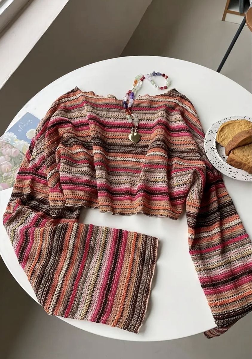 Top: Y2K Strickpullover boho cropped beach fashion top lässig  – Usato da Zürich venduto da Lotta1509 1