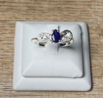 Blauer Saphir Infinity Ring ♾️💎✨ 925 Silber vergoldet S102