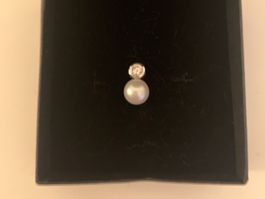 Pendentif perle diamant or blanc 9ct