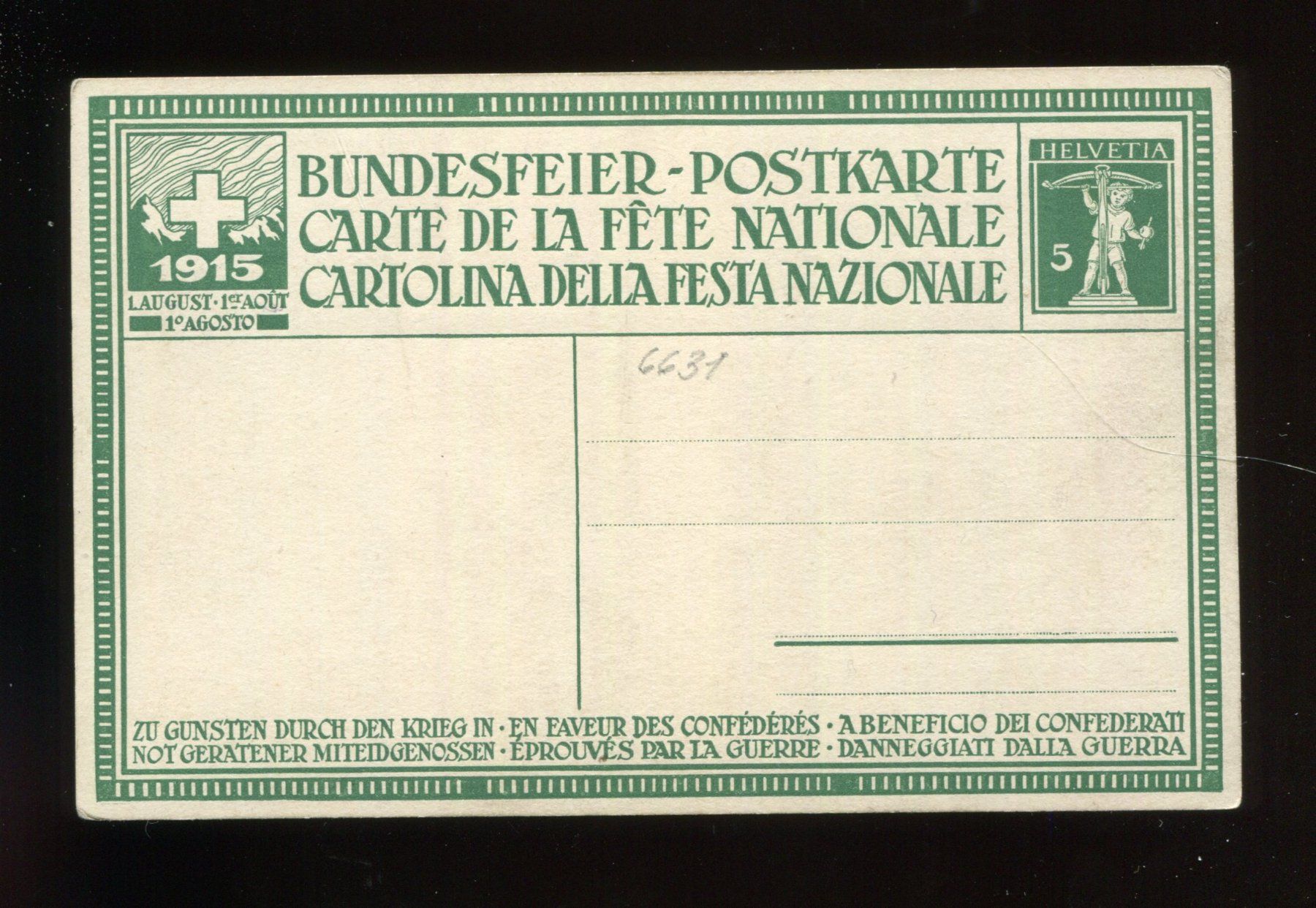 Cartoline postali: Bundesfeier-Postkarte 1915 – Usato da Aarau venduto da Elmaar41 1