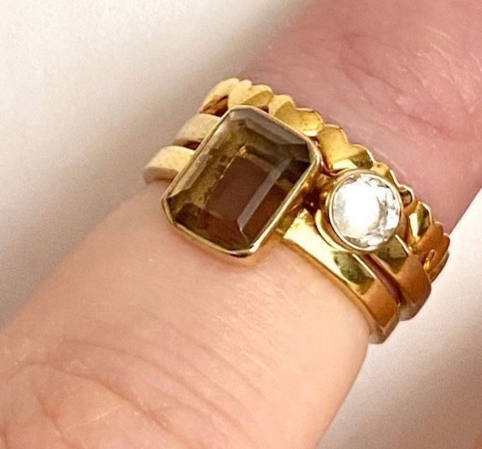 Anelli: Ring rosa Chalcedon eckig 925 Silber Baguette classy gold 49 – Nuovo (secondo la descrizione) da Zürich venduto da goldfisch.schmuck 2