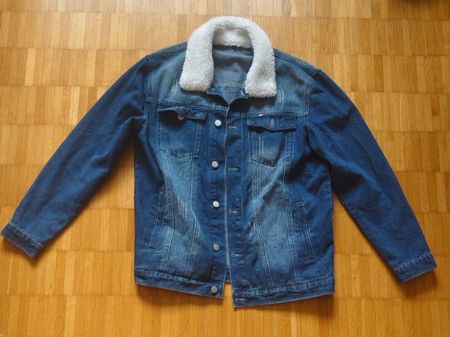 Denim Sherpa Trucker Jacket mit Teddykragen