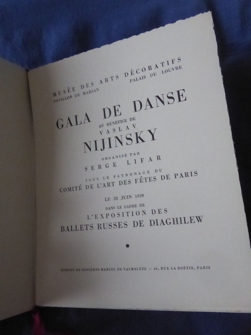 Libri: PROGRAMME BALLETS RUSSES GALA VASLAV NIJINSKY  LIFAR 1939 – Usato da Lausanne venduto da CollectorCH 1
