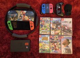 Nintendo Switch  + 6 jeux + Ring Fit + accessoires – Lot