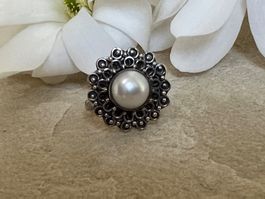 Ring 925 Silber Süsswasser Mabe Perle - Grösse verstellbar